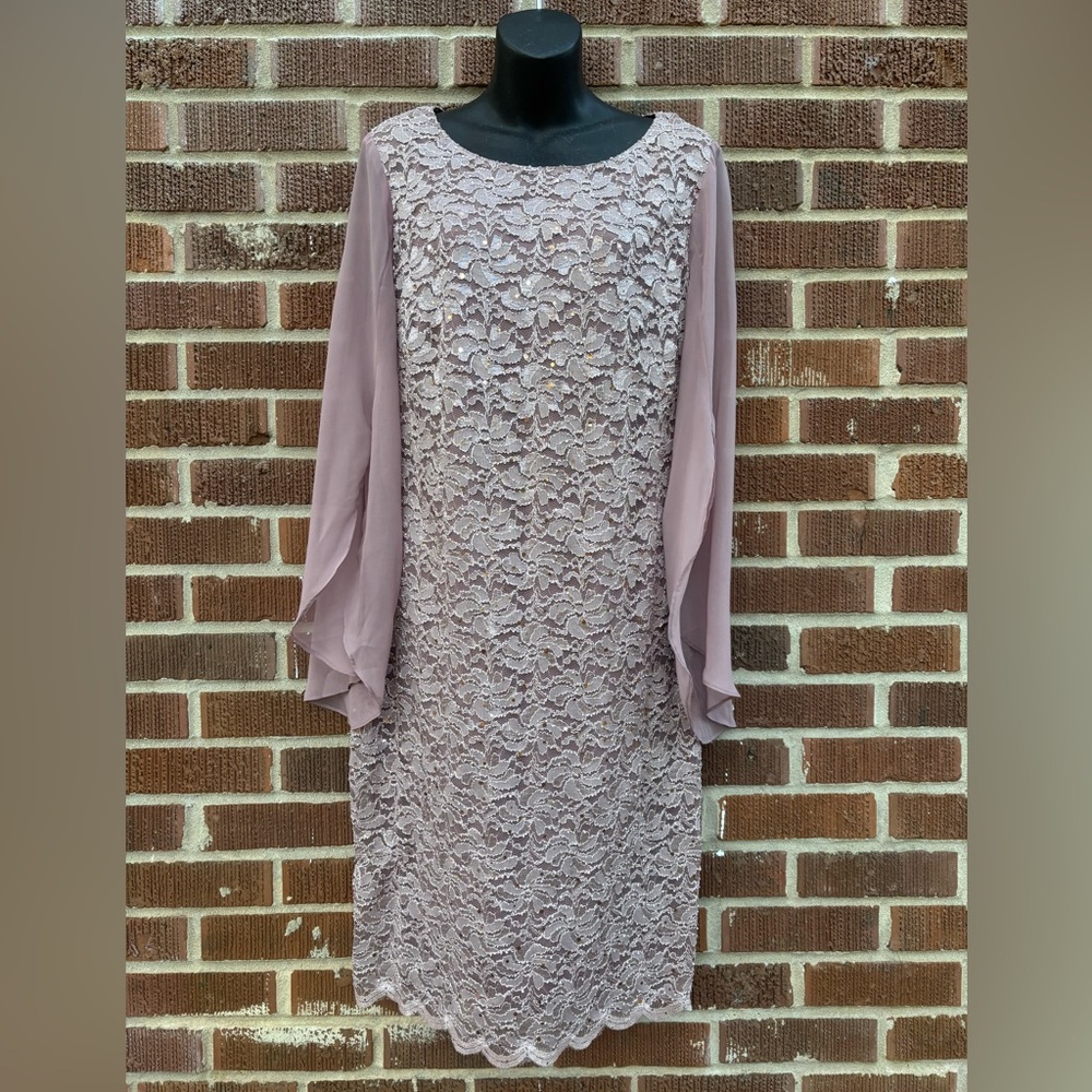 Connected Apparel NWT Womens Sz 14 Lace Overlay Sequined Cocktail Party Dress - Picture 1 of 13